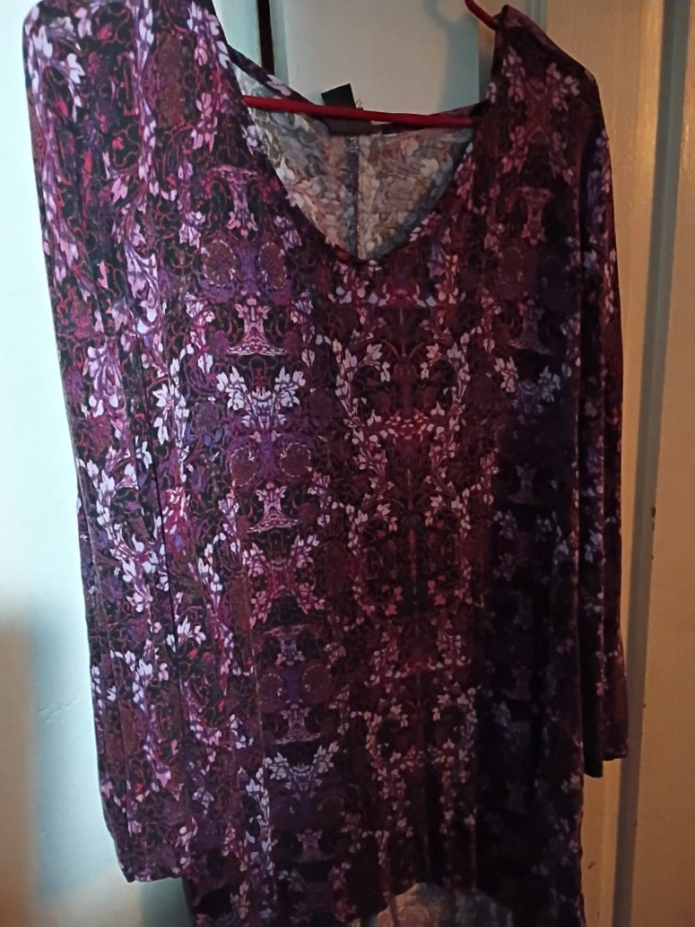 Purple Floral V-Neck Women's Top